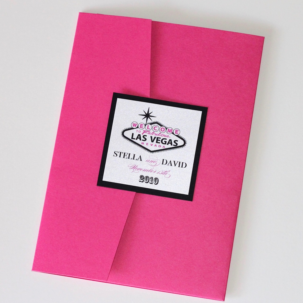 Stella Las Vegas Wedding Invitation Hot Pink Embellished