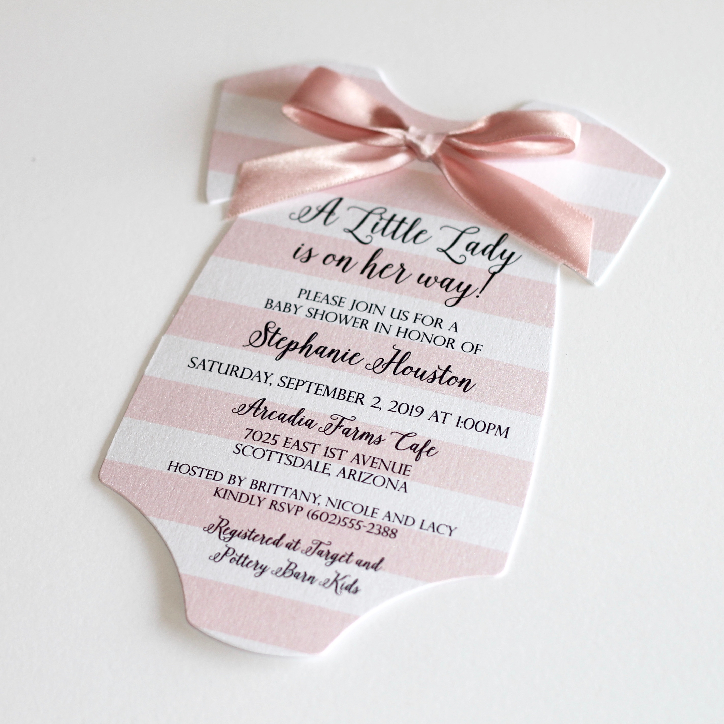 rose gold and pink baby shower invitations