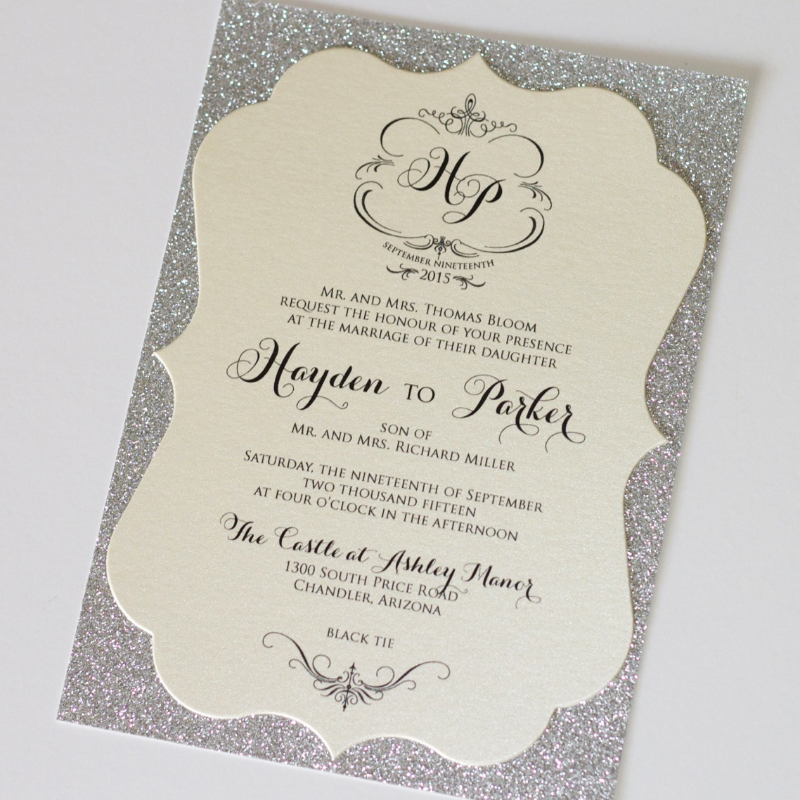 Ivory and Silver Glitter - Paperie LLC