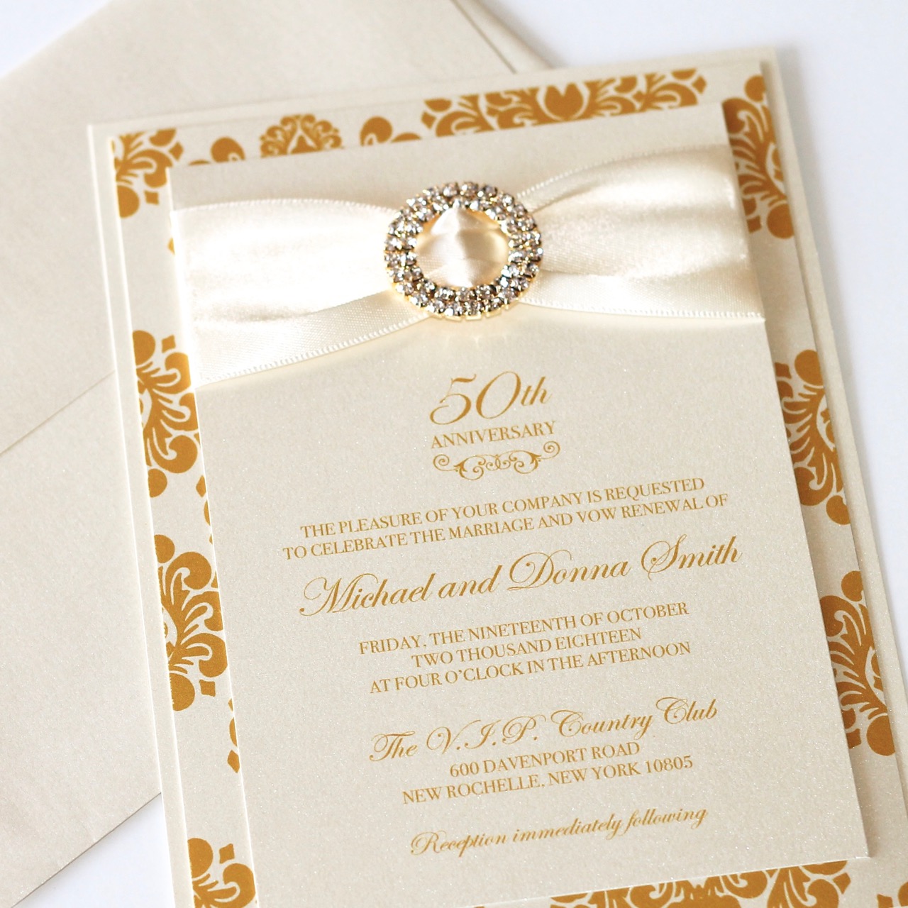 50th Wedding Anniversary Invitation - Gold - Embellished Paperie LLC