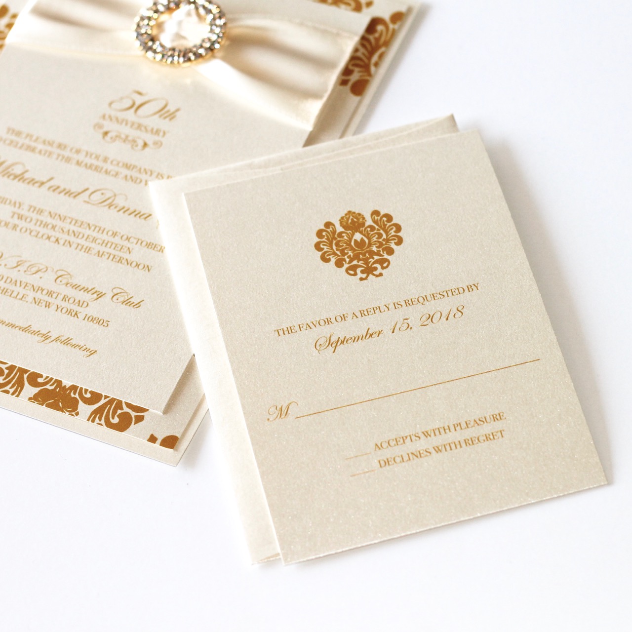 50th Wedding Anniversary Invitation - Gold - Embellished Paperie LLC